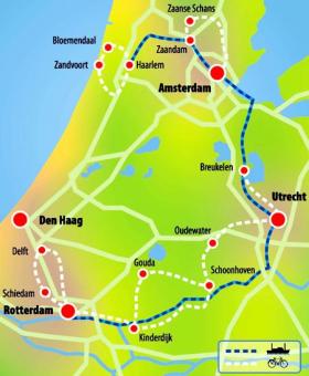 Mit Rad & Schiff in Südholland - Karte